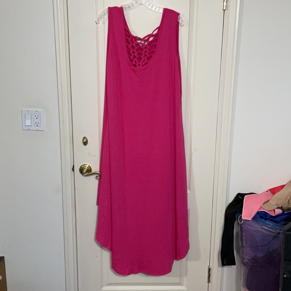 High Lo Dress with Cage Back - pink